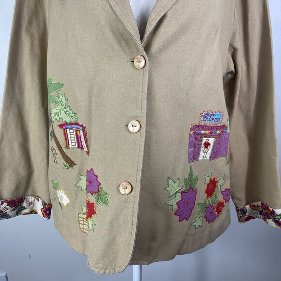 Hearts of Palm Women’s Jacket Blazer 14 Embroidered Cottagecore Novelty Artsy - Picture 2 of 15